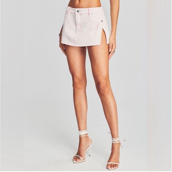NWT SER.O.YA Zuri Denim Skirt in Bleach Pink Size 26 - Picture 13 of 13